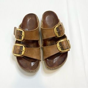 Birkenstock Cognac Leather Arizona Big Buckle Sandals